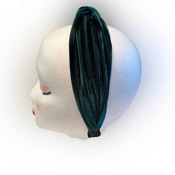 Velvet green top knot headband - Picture 2 of 3